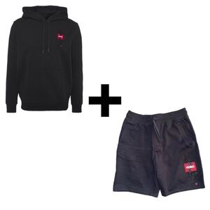 Hugo Boss Doplin | black hoodie short set | Men Med hoodie | Small shorts | New